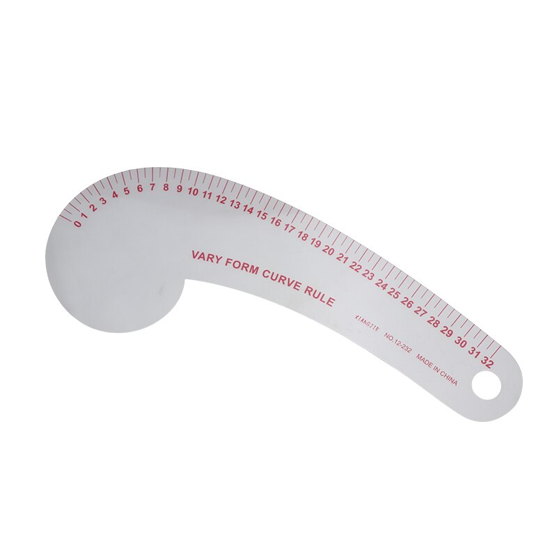32cm12-232 French Metric Ruler Plastic Curve Long Comma Shaped Transparent French Curve Ruler Measure Tools for Sewing Dress