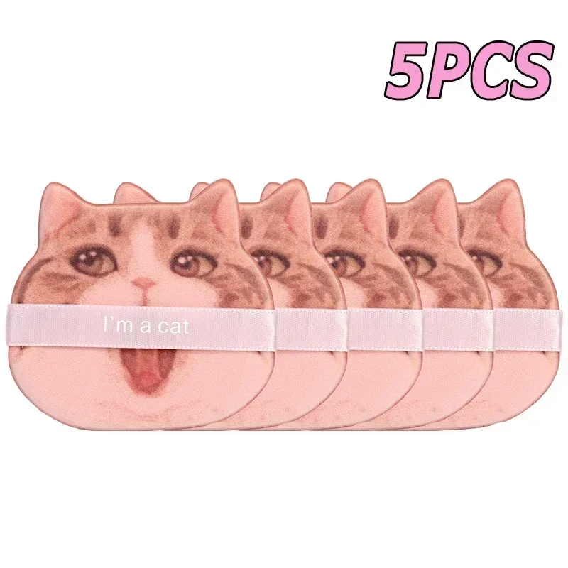10 st söt katt sminkpuff foundation kosmetisk puff slät puder concealer skönhet torr och våt puderpuff med dubbel användning sminkverktyg: Flerfärgad