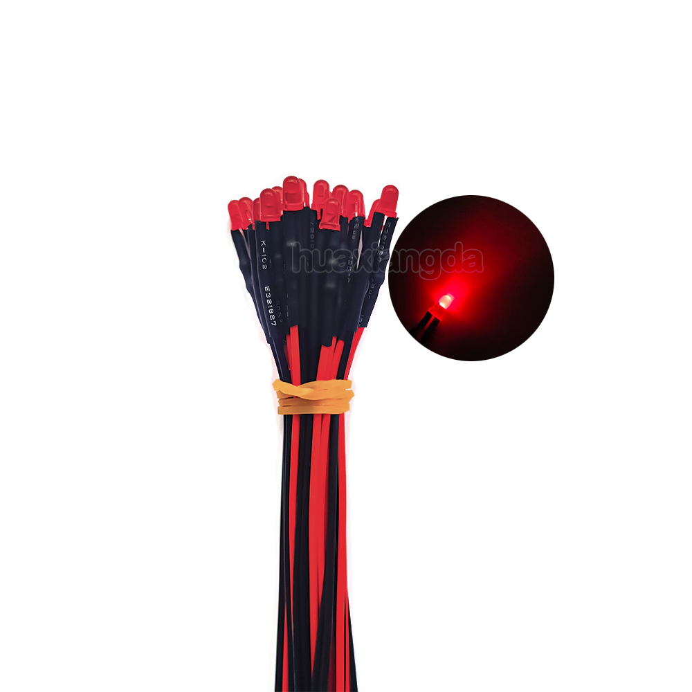 20pcs 3mm DIFFUSED LED Diode Light Emitter LED Wired 20cm 12v LED Bulb light Lamp Red Yellow Blue Green White Warm White Orange: Red