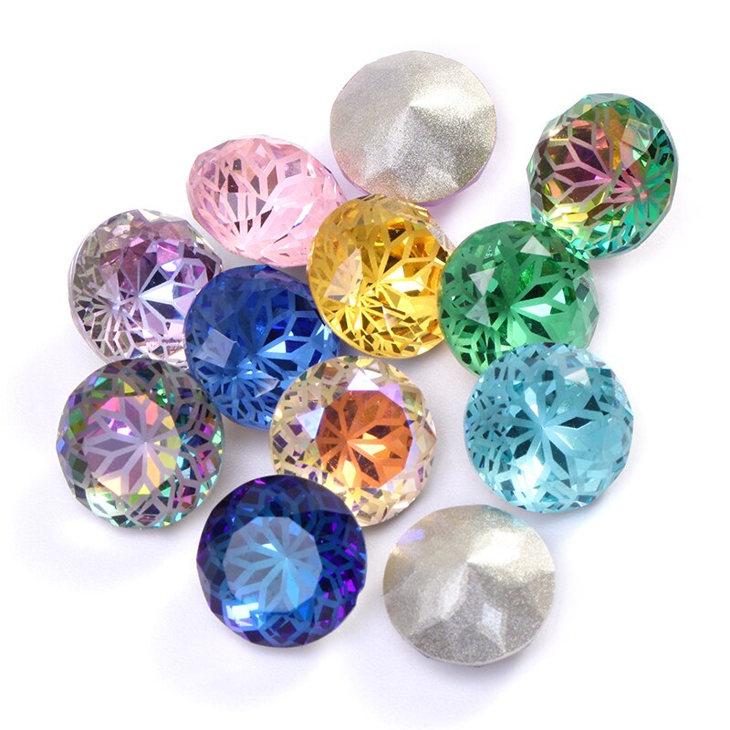 Ronde Rivoli Lijm Op Rhinestones 10Mm Pointback Stenen Diy Ambachten Shiny Glas Strass K9 Kristallen