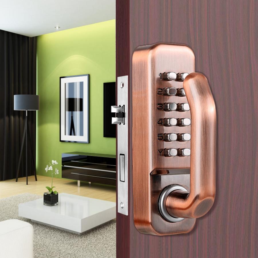 smart cerradura inteligente Mechanical Smart Digital Push Button Door Lock Home Keypad Keyless Code Password Waterproof FOR Home