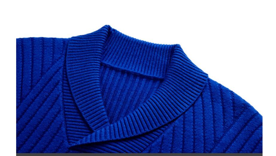 Autumn Mens Sweaters Cotton Knitted Royal blue Black Color Brand Clothing For Man's Slim Fit Knitwear Male Wear Pullovers