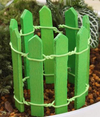 Multicolor Hout Hek Palissade Miniatuur Fairy Tuin Home Huizen Decoratie Mini Craft Micro Landschapsarchitectuur Decor DIY Accessoires: green