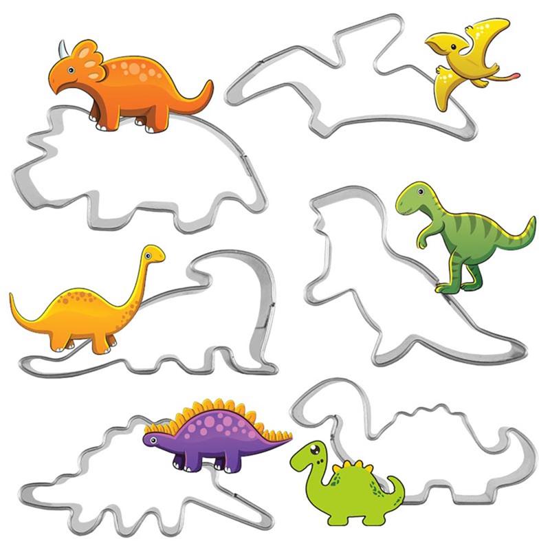 6 Pcs Rvs Cookie Cutters Dinosaurus Vorm Biscuit Friut Cutter Mold Cake Decorating Tool Dinosaurus Cookie Cutters