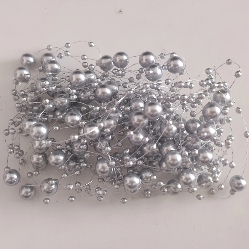 Bougies flottantes, remplissage de Vase, ficelle de perles, décoration de Table de mariage, surbrillance artificielle, chaîne de perles, chaîne en Faux plastique, 5 pièces: Argent