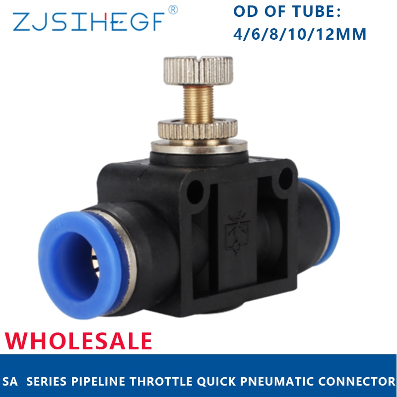 SA Pneumatik Luft Drossel Ventil Geschwindigkeit Kontrolle schnell Freisetzung Schlauch Rohr Wasser Anschluss Armaturen Zubehör Einstellen 4mm 6mm 8mm
