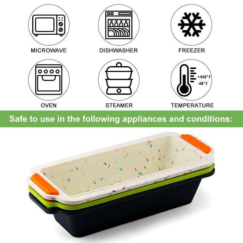 Non-stick Rectangular Silicone Cake Baking Mould Toast Bread Tin Bakeware Tray Long Square Pan Tool Dining Kitchen