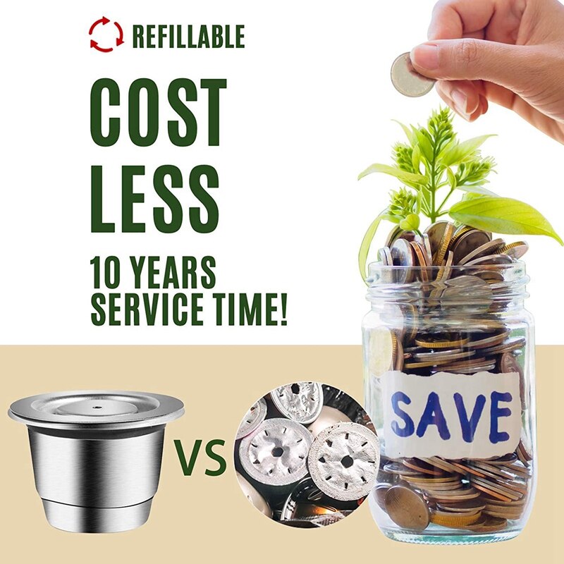 Coffee Capsule, Nespresso Refillable Capsules Reusable Nespresso Pod Espresso Coffee Pod Stainless Steel Compatible