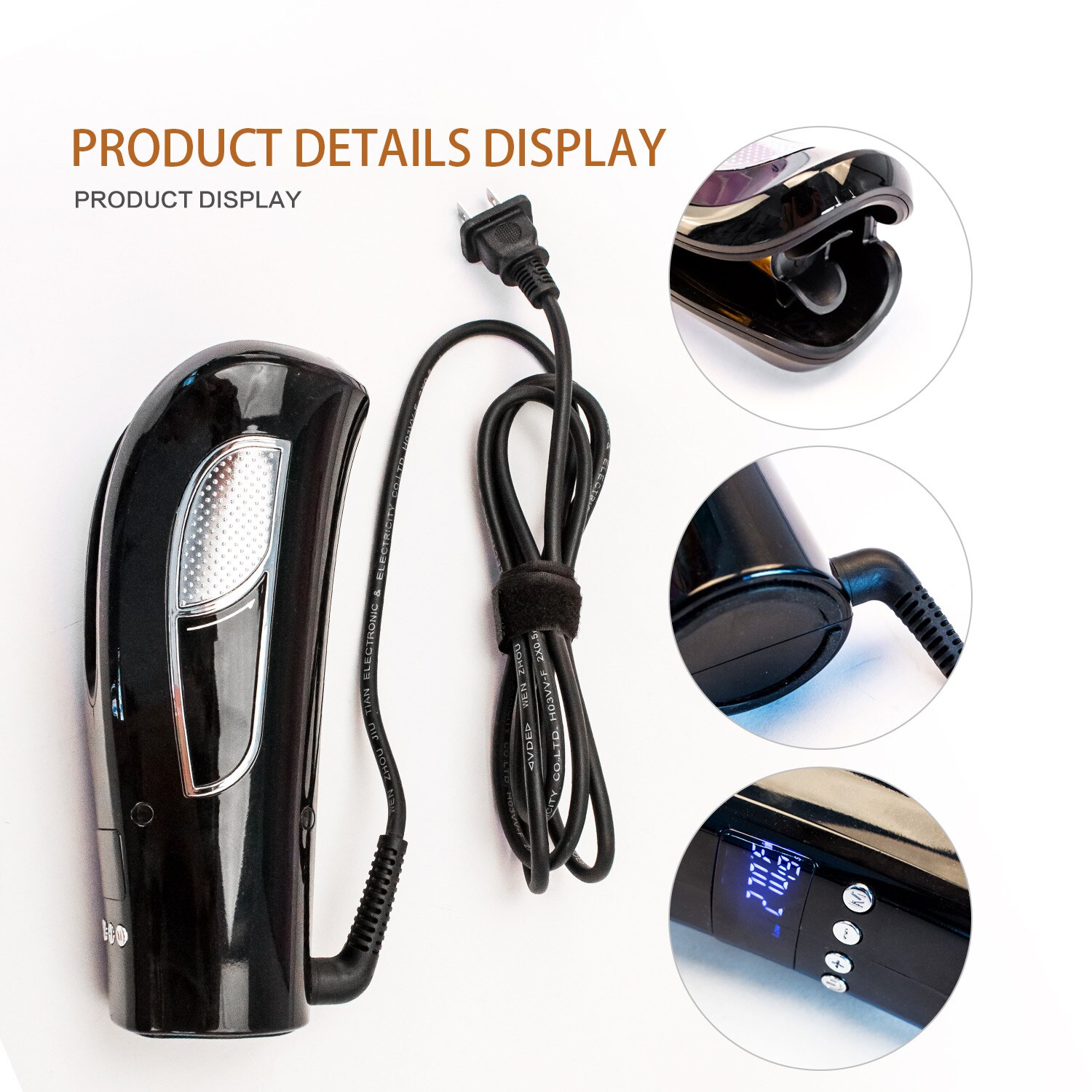 Automatic Hair Curler Function Styling Tools Beach Wave Hair Curling Waving Iron Rotating Ceramic Profession Curly Machine: Black with box / UK