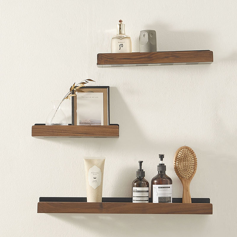 Wood Bathroom Shelving Wall Mounted Toilet Shampoo Shelf Aluminum Bathroom Storage Holder Shampoo Shower Storage Rack