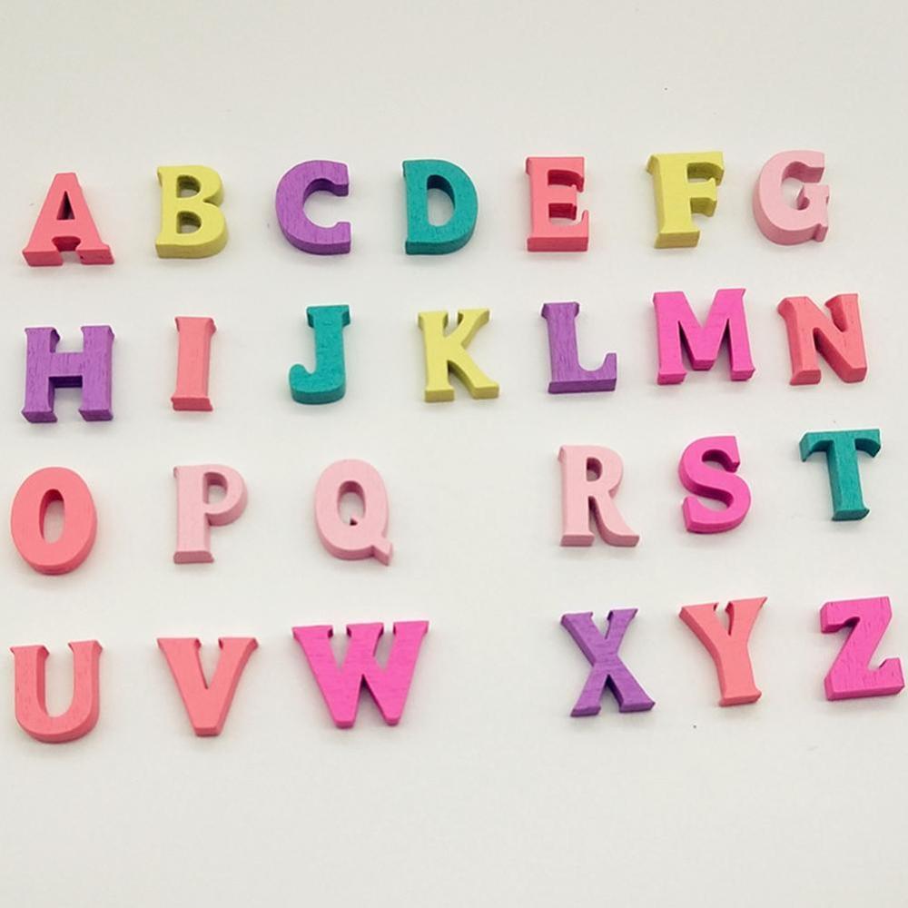 100Pcs Houten Letters Gemengd Thuis Blok Diy Numbers Woord Handgemaakte Alfabet Decoratie Party 15Mm Multi-Gekleurde craft