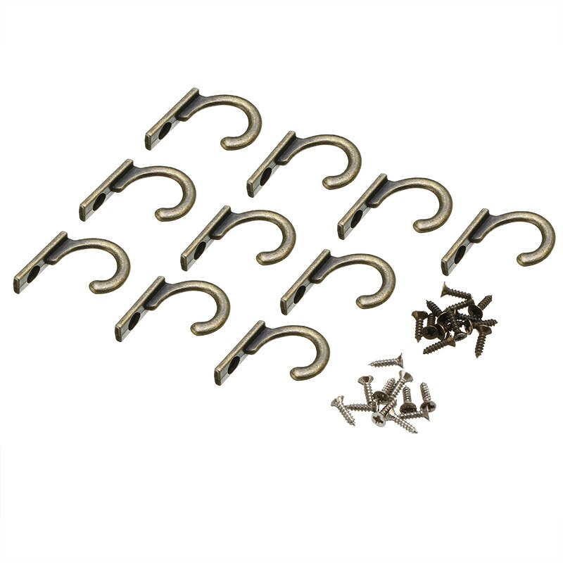 10 Pcs Antieke Kapstok Tas Hoed Vintage Wandmontage Haken Met Schroeven Sleutel Houder Badkamer Handdoek Opknoping Haken