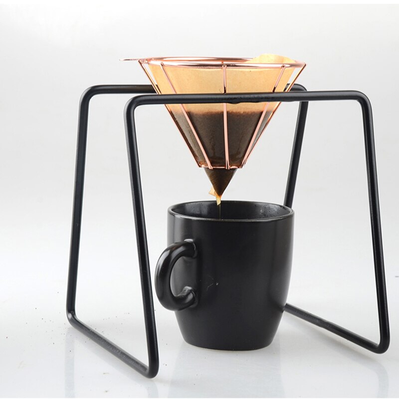 Rose Gold V60 1-4 Kopjes Koffie Filter Houder Metalen Koper Brouwen Druppel Zilver Koffie Filters Accessoires Trechter Mesh filter