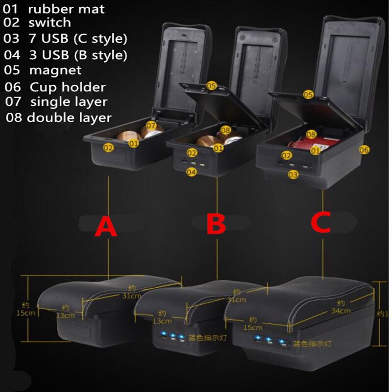 For Toyota Auris Avensis Aygo Avanza Camry Corolla Carri car armrest storage box center console leather cup holder car styling