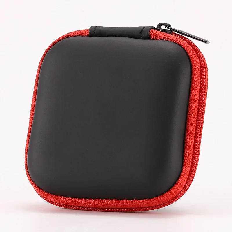 Mini Rits Harde Hoofdtelefoon Houder Case Draagbare Oordopjes Pouch box Oortelefoon Opbergtas Beschermende USB Kabel Organizer: Rood