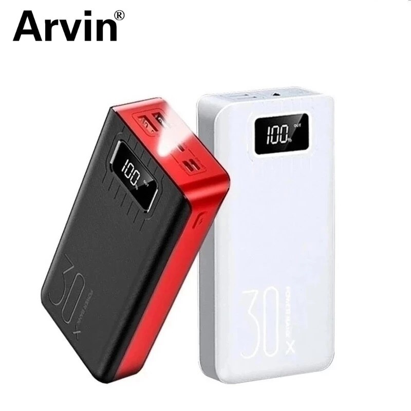 Power Bank 30000Mah Micro Usb Grote Capaciteit Led Display Draagbare Externe Batterij Oplader Voor Smartphones Iphone 12 Pro plus
