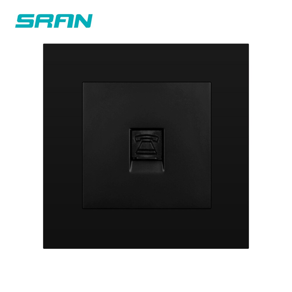SRAN wall rj11 interface,white/black/gold/sliver/gray Flame Retardant PC Panel 86mm*86mm telephone Socket: Black Telephone