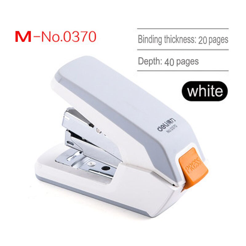 Deli Multi-functional Power-Saving Stapler Office Supplies Student Special Small/Medium/Large stapler standard practical stapler: M - NO.0370 white