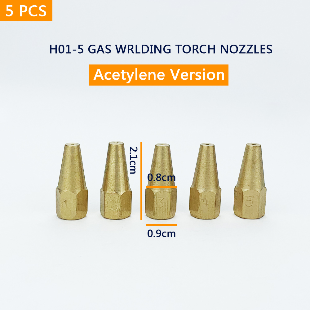 5 Pcs H01-5 Gas Solderen Torch Nozzle Acetyleen Vloeibaar Gas Voor Staal Koper Aluminium Soldeer Lastoorts