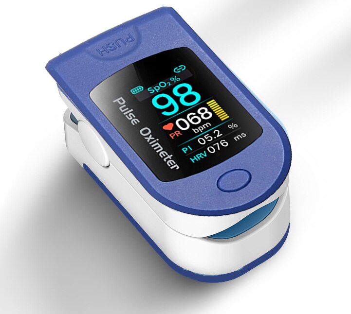 pulsioximetro saturometro de oxigeno oximetro de pulso dedo Bluetooth 5,1 detección HRV pulso de la yema del dedo oxímetro Spo2 OLED oxímetro: Azul