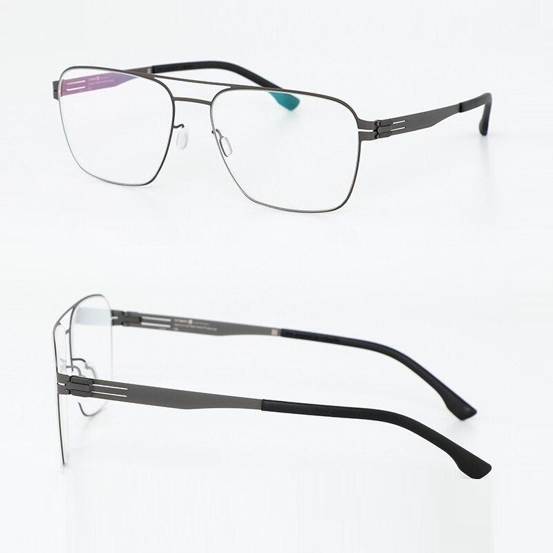 Montura de gafas de doble haz para miopía para hombre, anteojos delgados sin tornillo, ultraligeros, caja Original, Berlín, Alemania, 2022: Gun grey