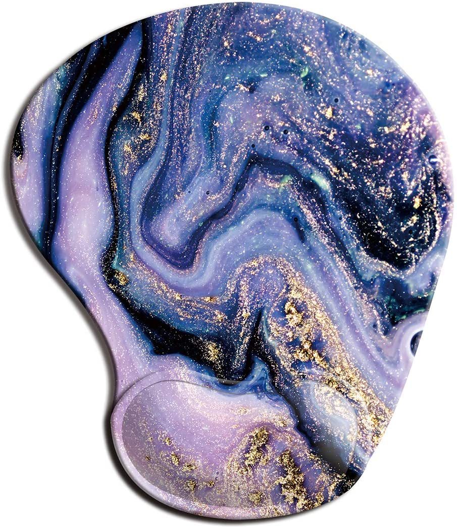 Flowers Ergonomic Mouse Pad With Wrist Support, Cute Mouse Pads Non-Slip Rubber Base For Home Office Working Studying Pc Game: Gold