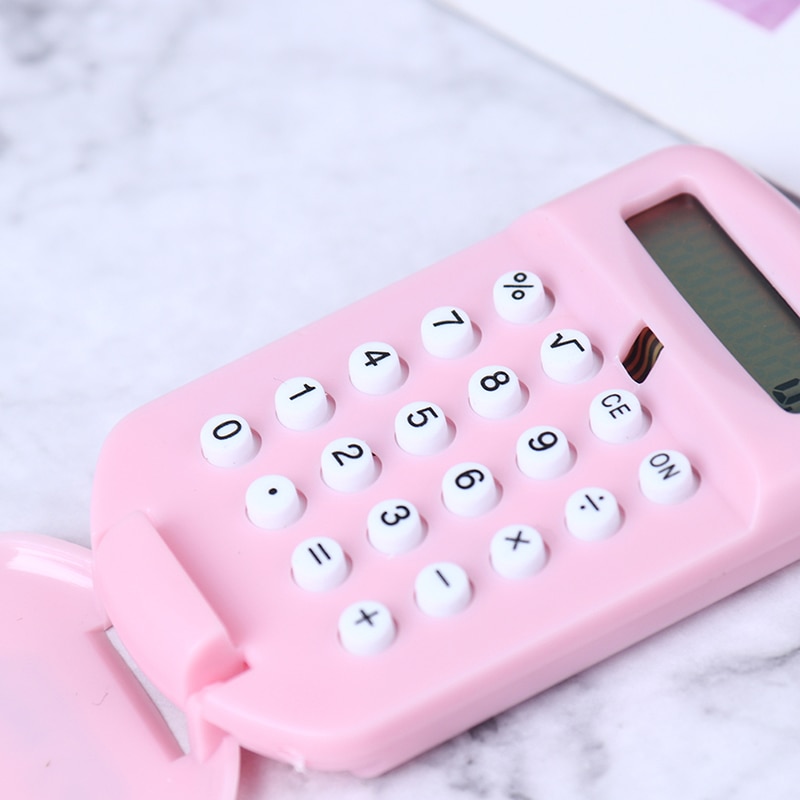 Kawaii mini lommeregner bærbar ciffer lommeregner 8 display tegneserie søde nøglering lommeregner kontorartikler lommestørrelse
