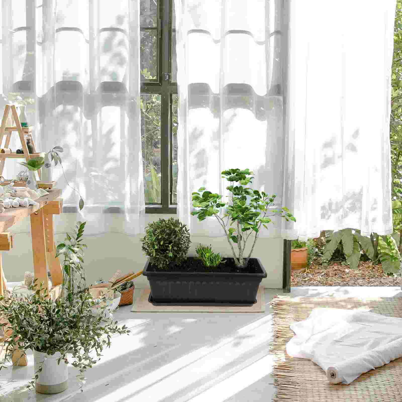 2Pcs Rectangular Flowerpot Vegetables Planting Pots Plants Pot for Home Balcony Garden