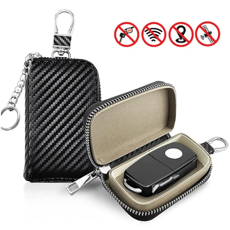 Autosleutel Signaal Blocker Case Faraday Box Anti-Hacking Anti-Diefstal Sleutel Fob Rfid Signal Blocking Bag Pu Lederen Etui Blocker