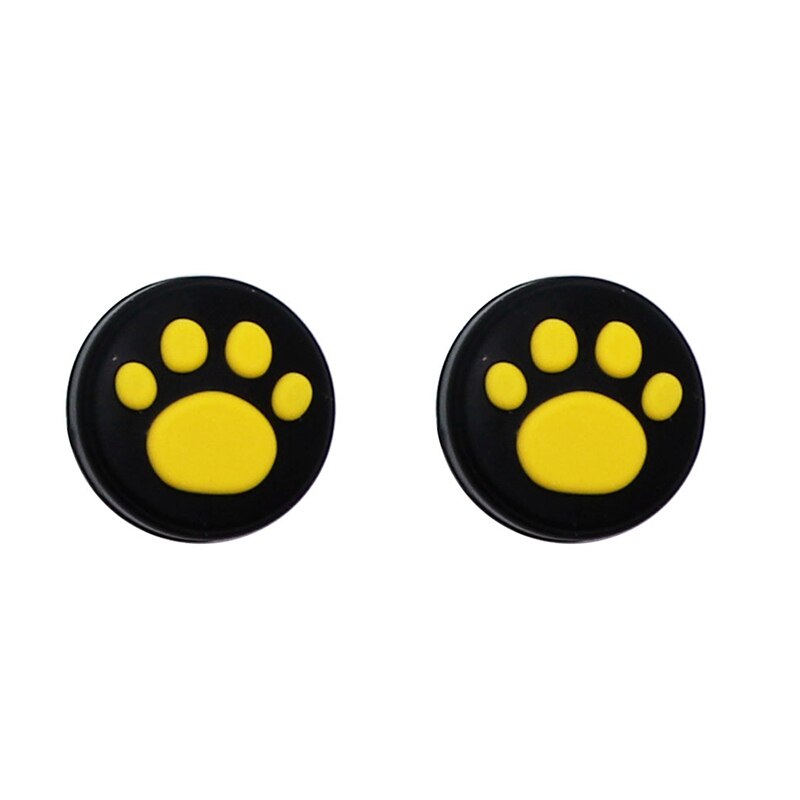 2PCS Lovely Cat Paw Thumb Stick Grip Cap Joystick Cover For Nintendo Switch NX Lite Joy-Con Controller Gamepad Thumbstick Case: YELLOW