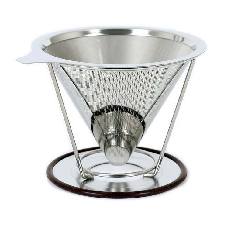Filtro de café de doble capa de acero inoxidable 304 soporte de café por goteo cestas de embudo filtros de café reutilizables y filtro de soporte de café