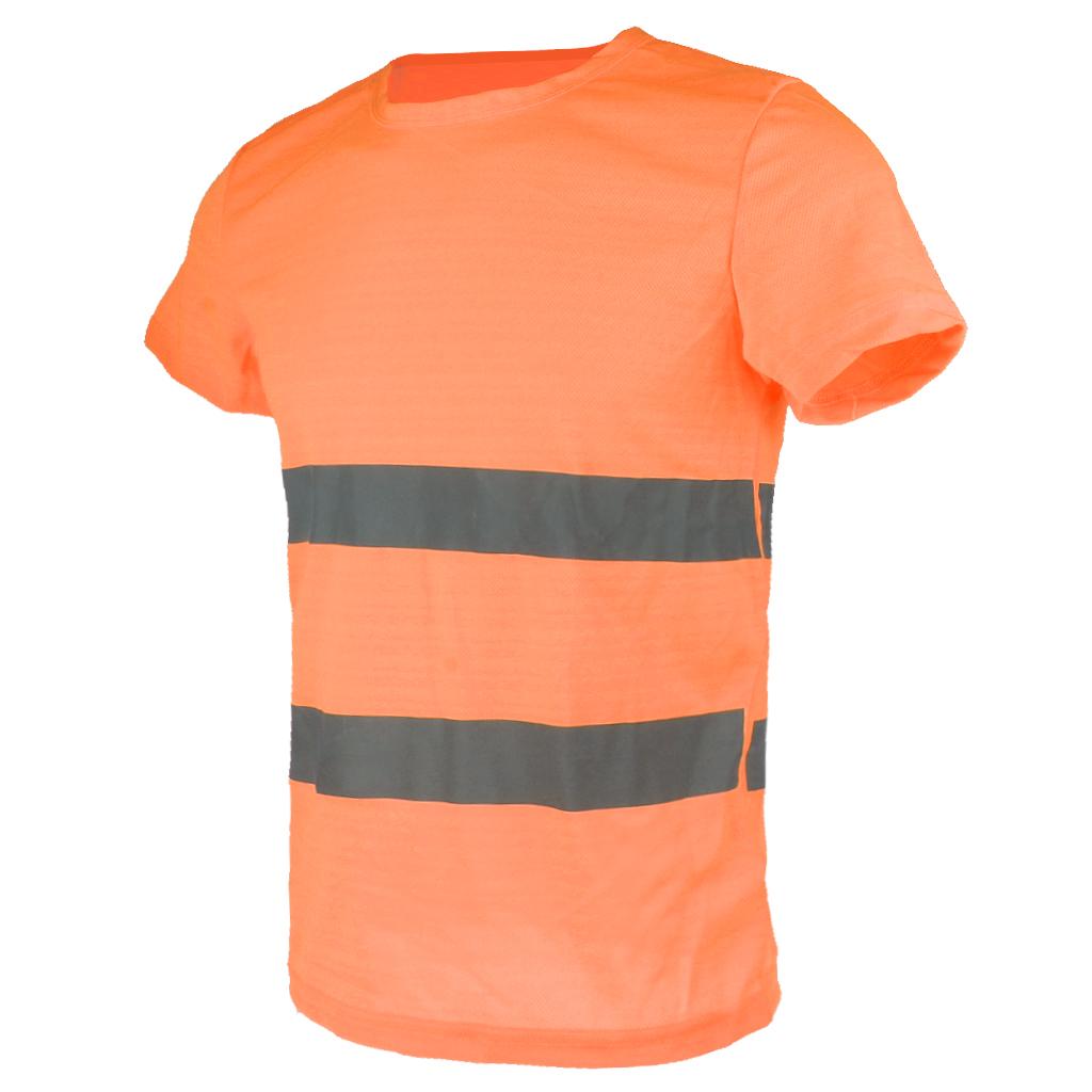 High Visibility Reflective T Shirt Reflective Safety Clothing Quick Dry Reflective Shirt Night Work T-shirt Short Sleeve L-XXXL: Orange L