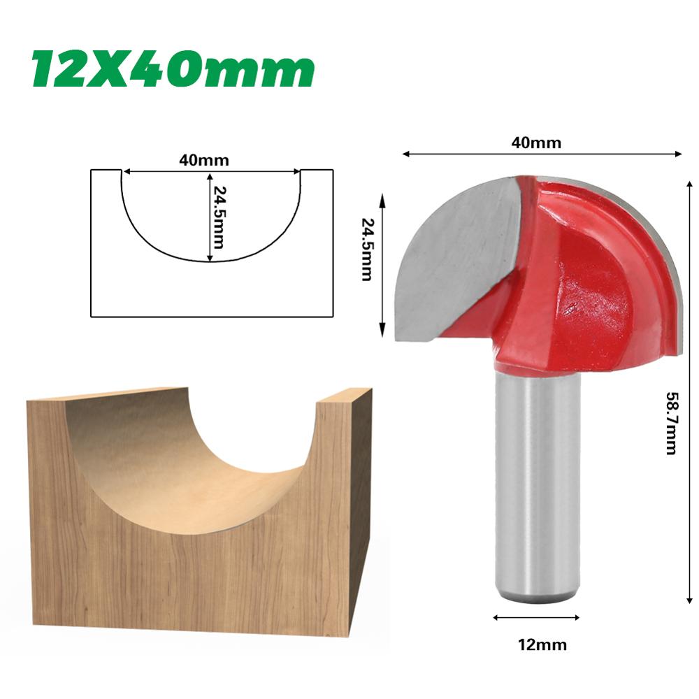 1PC 12mm Shank Core Box Router Bit - 1/4 Radius For Woodworking Cutting Tool