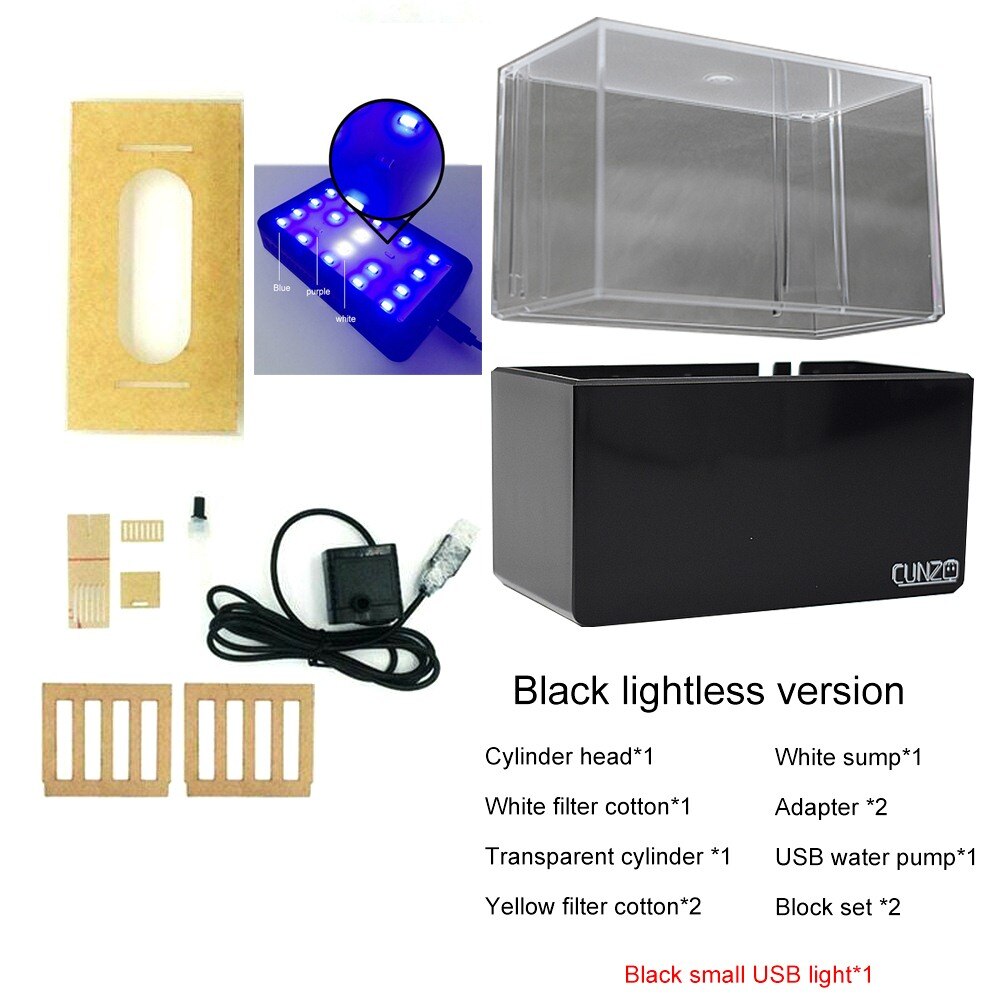 Usb akvarie akvarium mini plast akvarium bærbar desktop aquaponic akvarie fiskeskål med vandfiltrering led stille: 06