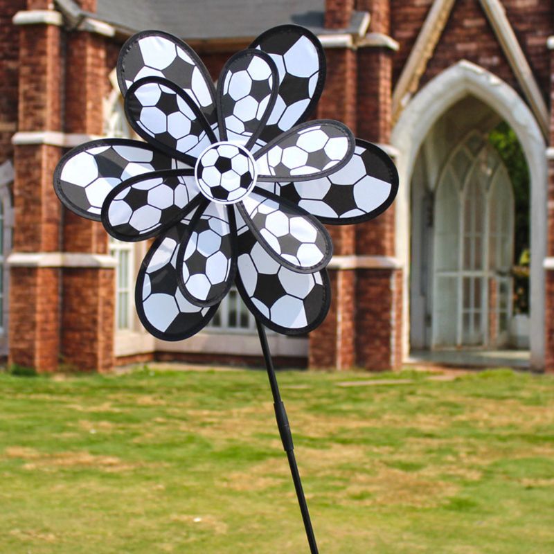 Kids Double Layer Voetbal Windmolen Wind Spinner Pinwheel Huis Tuin Yard Decor Y4QA