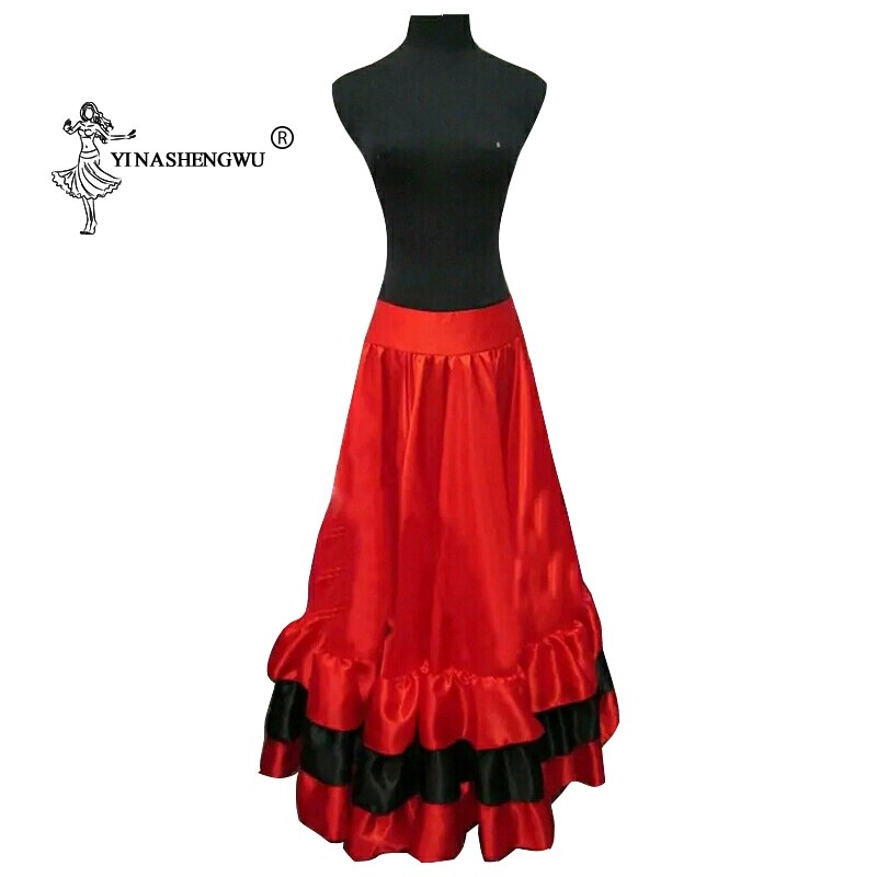 Spanish Bullfight Belly Dance Long Skirt Flamenco Skirts Red And Black Flamenco Performance Dresses For Woman Dancer Wear