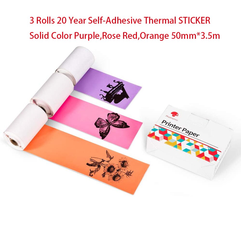 Thermal Paper Phomemo Printable Sticker Self Adhesive Photo Paper Roll for Phomemo M02/M02S/M02Pro Mini Portable Printer Labels: Style 14