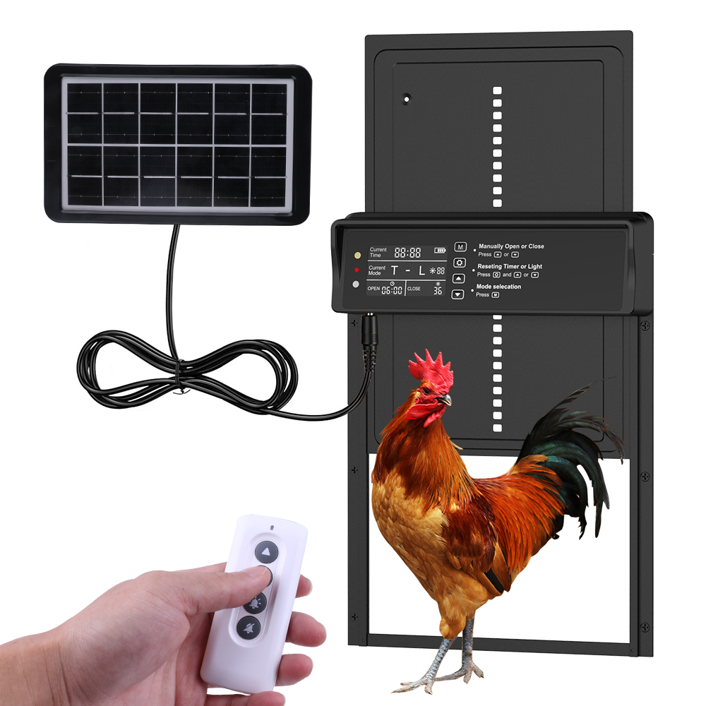 Automatic chicken coop door, solar aluminum chicken coop door with timer and light sensor, all aluminum chicken coop door opener