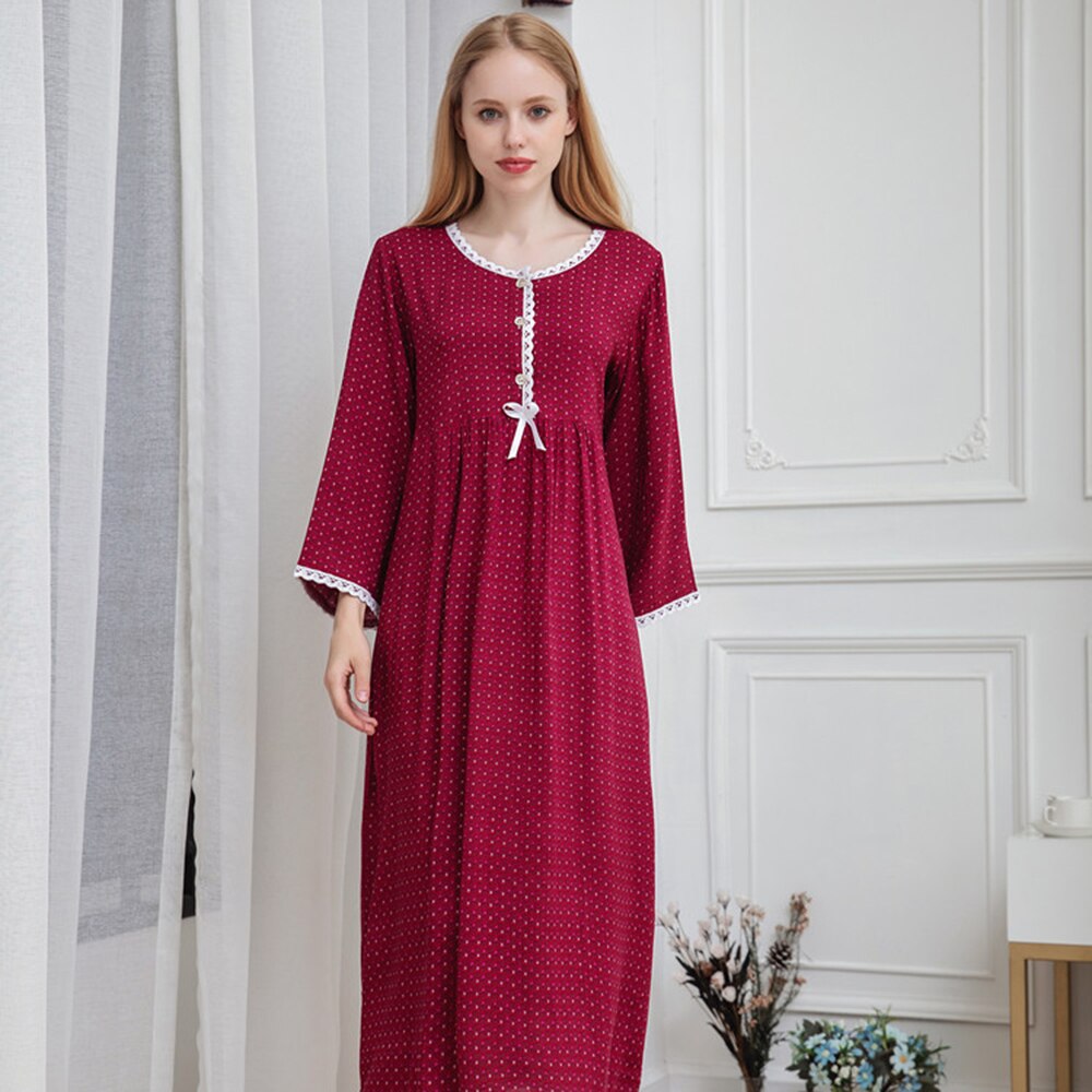 nouvelles femmes coton longue vêtements de nuit ample-fit princesse imprimé fleuri chemise de nuit grande taille maison robe pour dormir M à XXL: Rose-Purple / XXL
