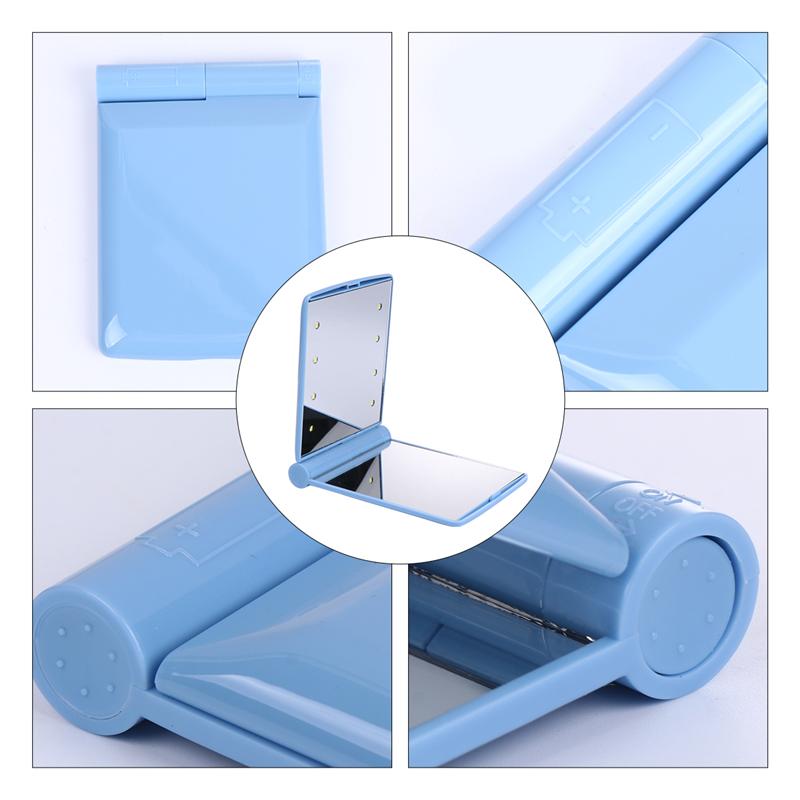 Foldbart led makeup spejl lys firkantet med tosidet håndholdt makeup spejl iøjnefaldende mini makeup spejl til udendørs rejser