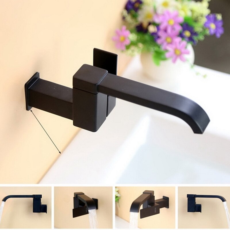 Bathroom Basin Faucet Wall Mounted Cold Water Faucet Bathtub Waterfall Spout Vessel Sink Faucet Mop Pool Tap