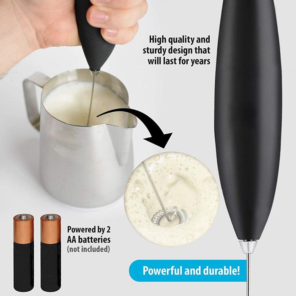 Milk Frother Hand Held Electric Coffee Frother Cappuccino Coffee Maker Milk Foamer Kitchen Mixer Egg Beater, White