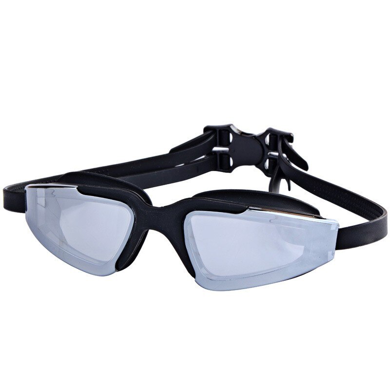 Elektroplating zwembril gekleurde zwembril waterdicht uv-bescherming anti-condens verstelbare zwembril voor volwassenen: Zwart