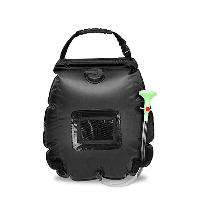 20L Outdoor Zwemmen Bag Solar Wandelen Camping Douche Bag Draagbare Verwarming Baden Water Opbergtas Slang Schakelbare Douchekop: Black