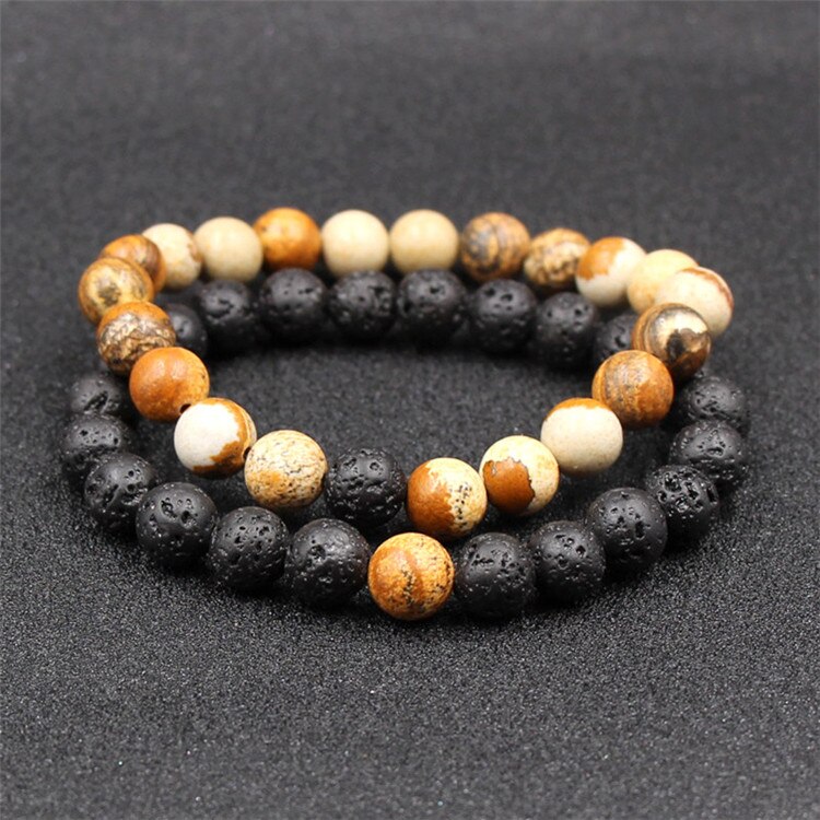 Koppels Afstand Armband Natuurlijke Houten Steen Wit En Zwart Yin Yang Kralen Armbanden Voor Mannen Vrouwen Beste Vriend: 1