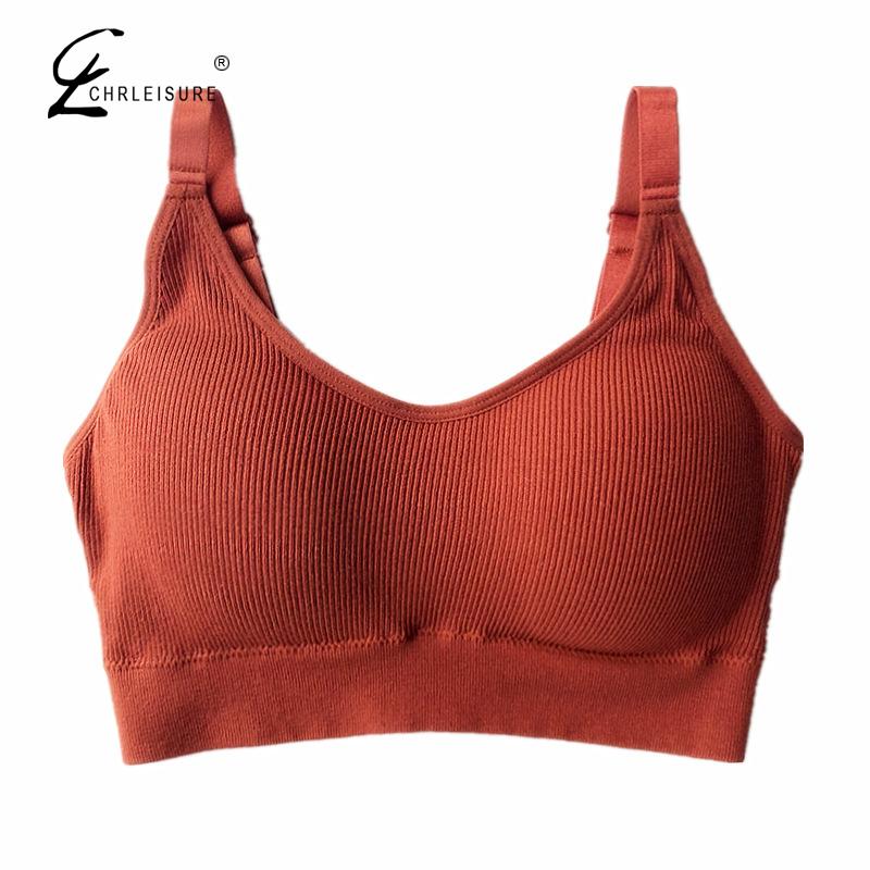 Women Fitness Bra Solid Top Bra Feminina Gym Sport Push Up Seamless Bra Top