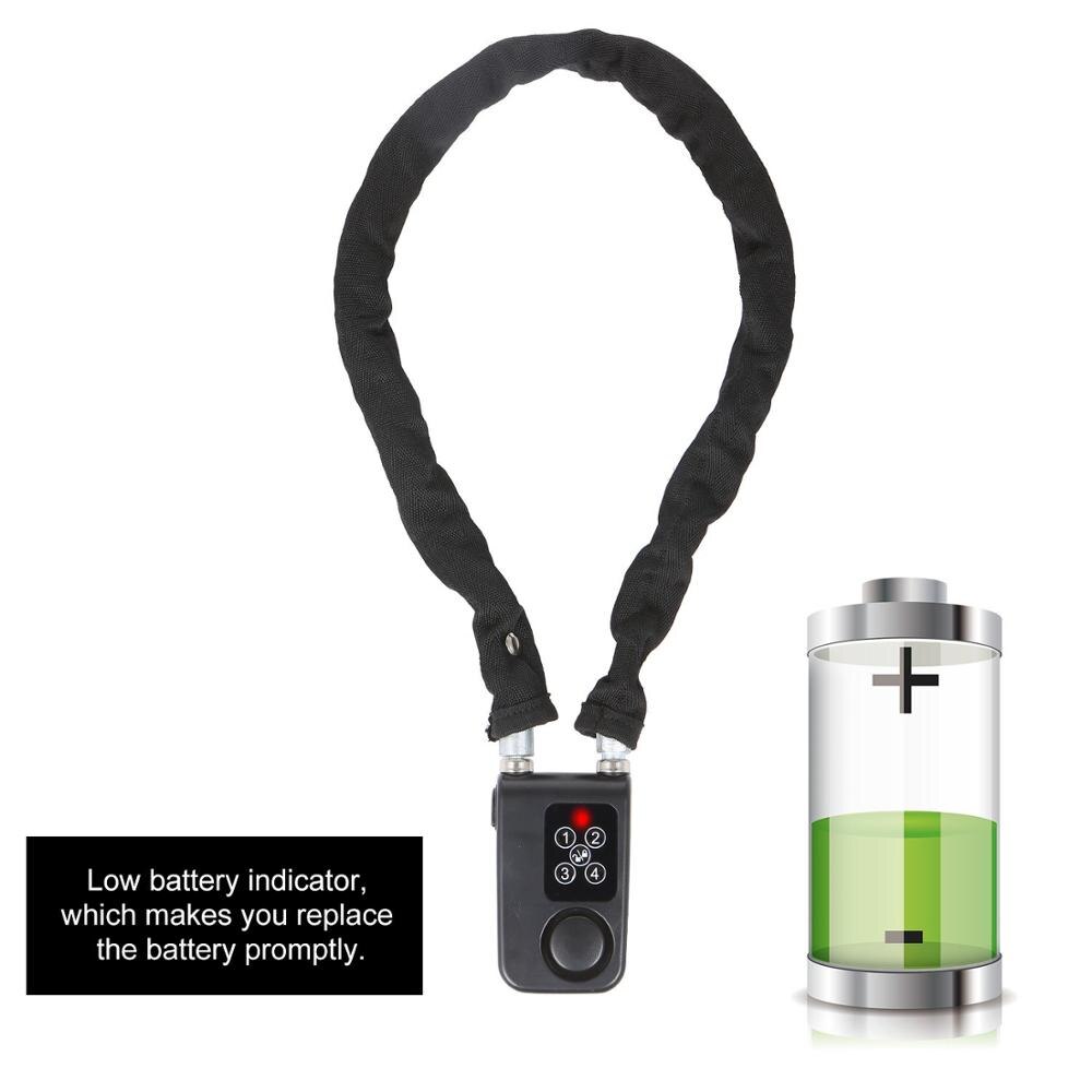 Keyless Password Lock Wireless Remote Control Lock 80CM Steel Chain Anti Theft Alarm Lock Digital Smart Lock for Bicycle