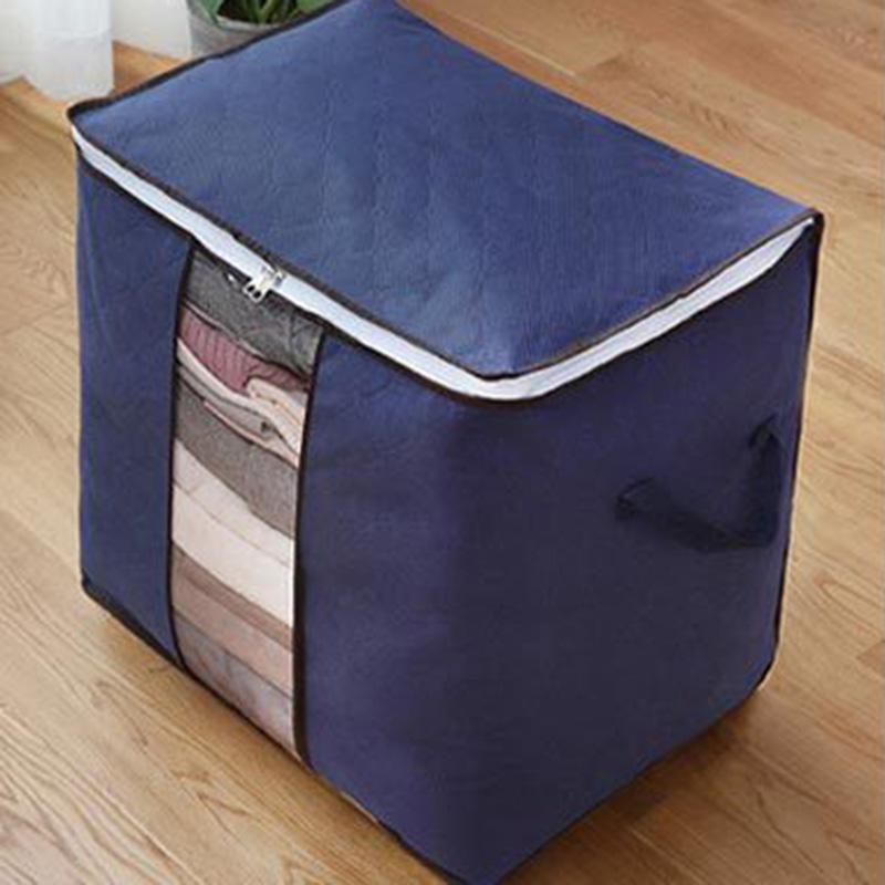Sac De voyage De grande capacité sac De rangement De vêtements Non tissés sac De finition De couette translucide sac De vêtements ménagers Bolsa De Viaje: Blue-2