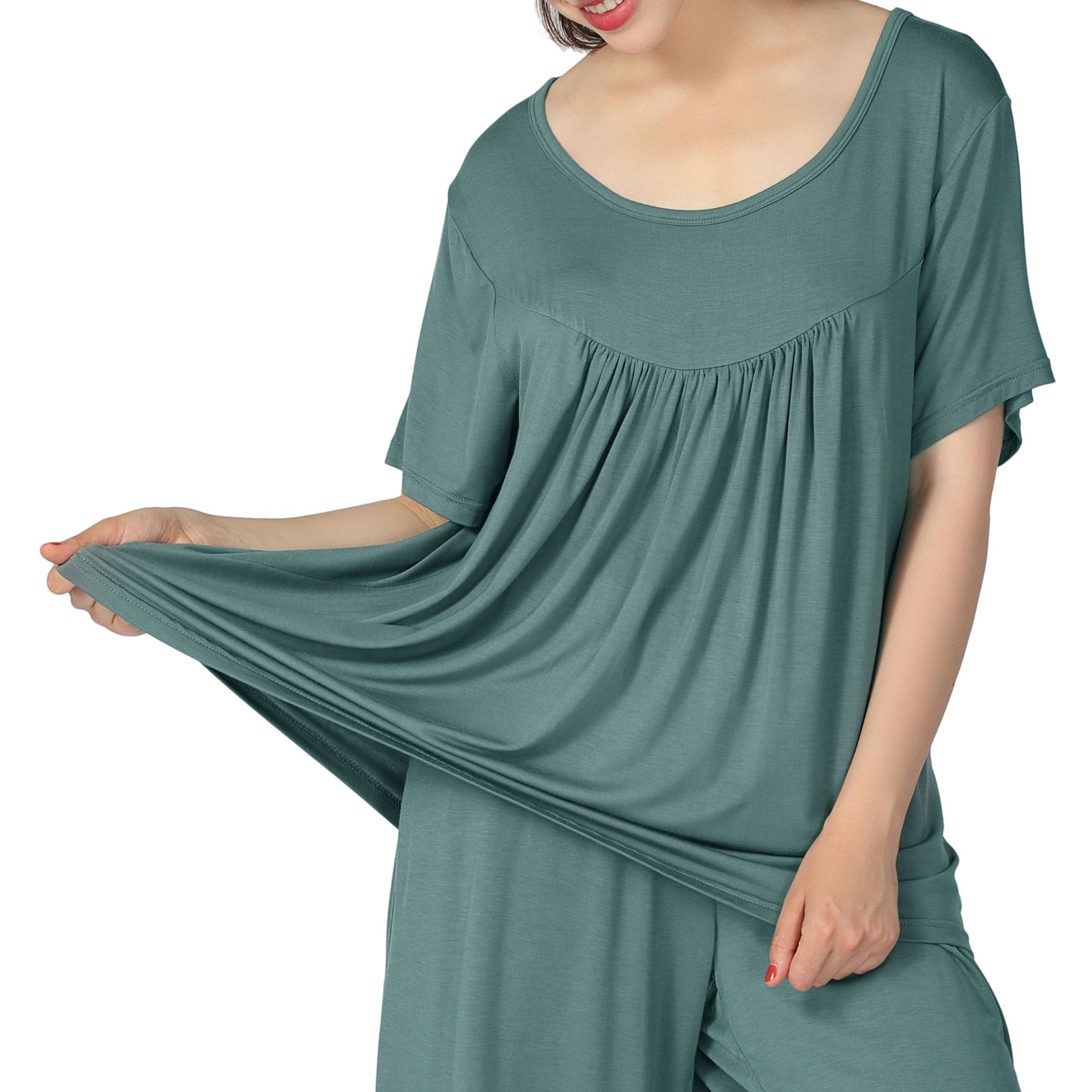 Camiseta de dormir de talla grande para Mujer, ropa de dormir informal de manga corta, Tops para dormir, Camiseta holgada para el hogar, Pijama para Mujer 2XL-7XL