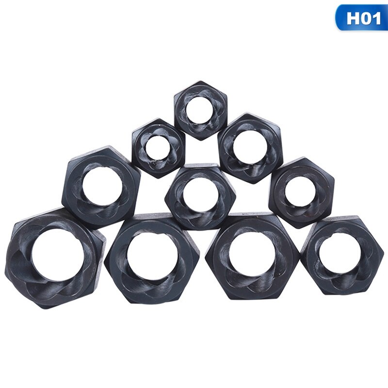 10Pcs Locking Wheel Nuts Remover Damaged Bolt Stud Extractor Removal Tool Kits